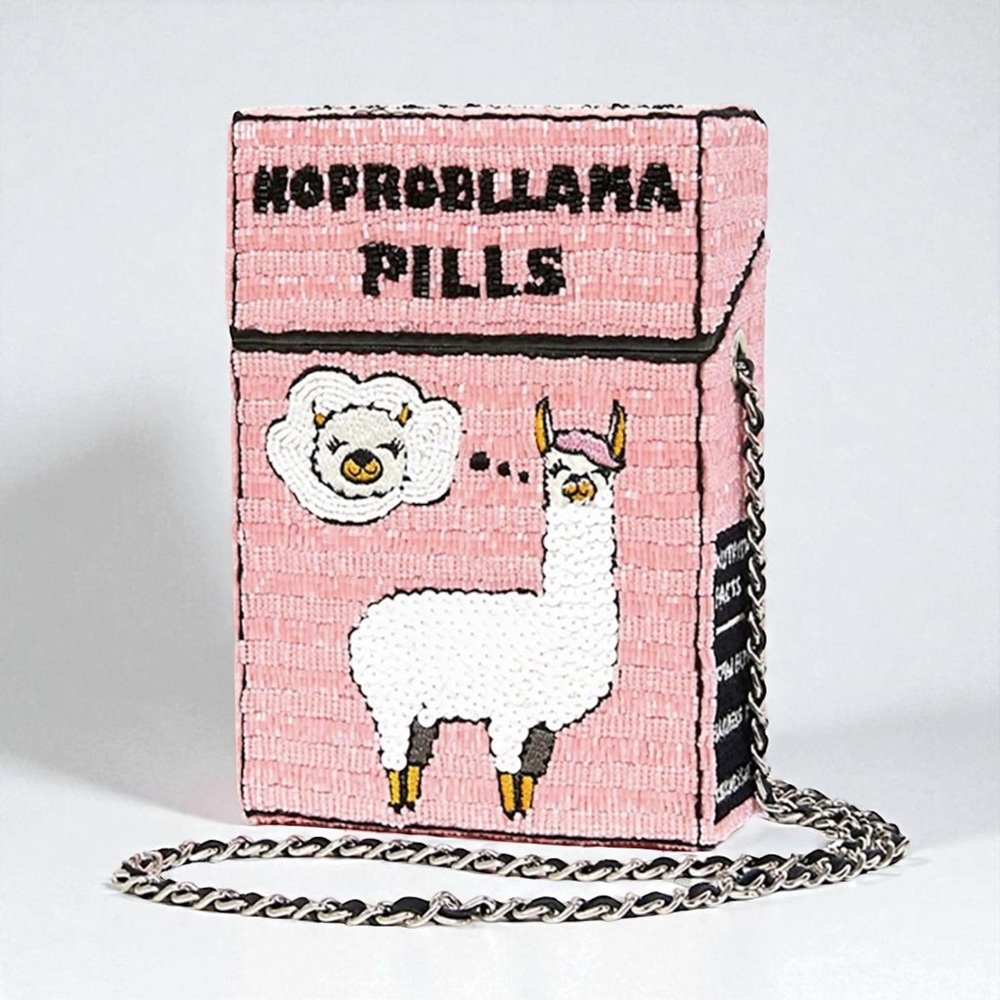 Mua Mua Dolls “No Probllama Pills” Beaded Crossbody | Pink Novelty Pill Bag NWOT